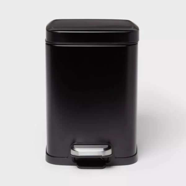 4L Step Trash Can Stainless Steel Black - Brightroom™